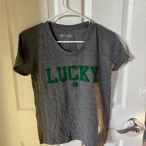 Rogue fitness international Gray T-Shirt with Green 'LUCKY' Print